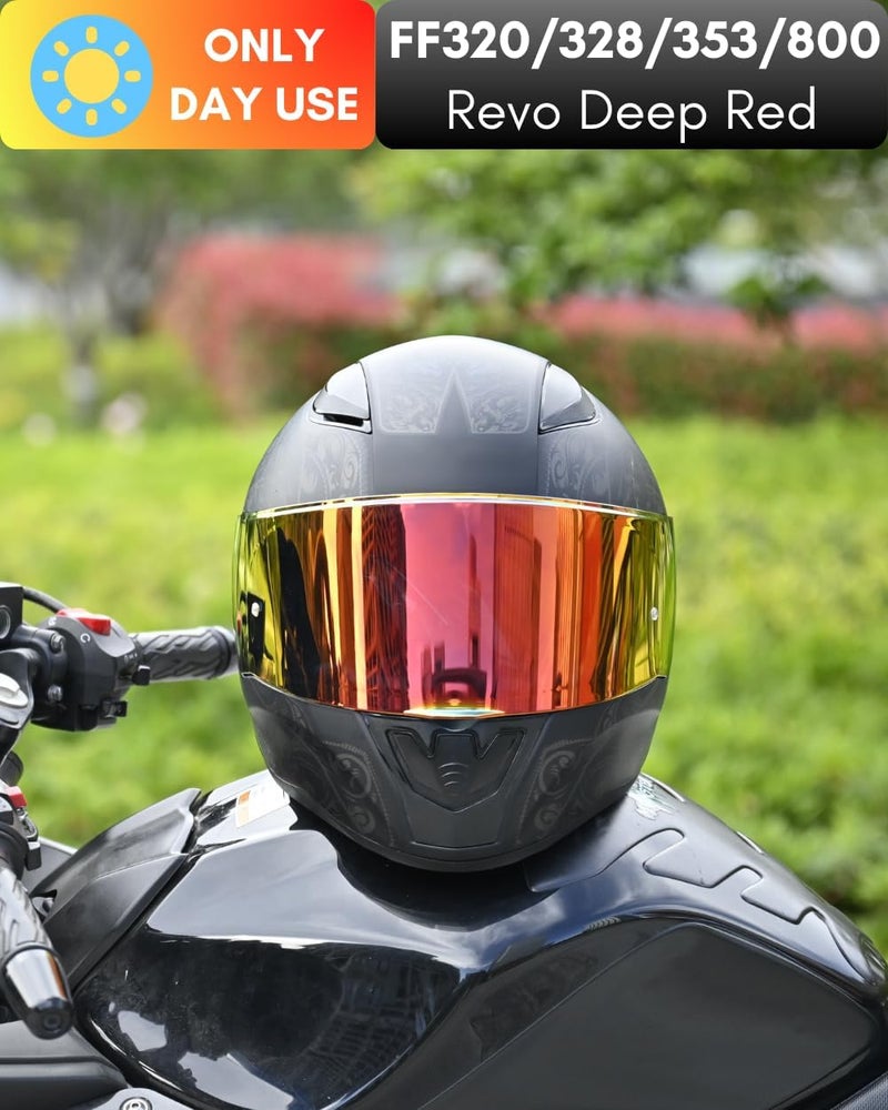 Logto Compatible with LS2 FF353/320/328/800 Helmets Visor Tint Replacement Motorcycle Helmet Face Shield (Revo Deep Red) - Image 3